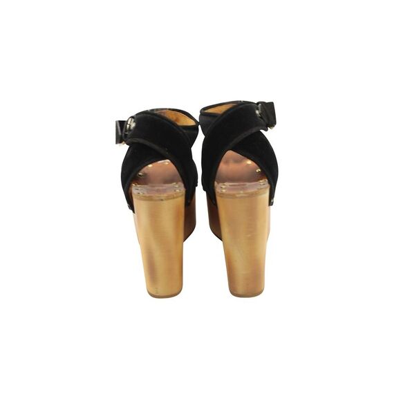 Celine Phoebe Platform Wedge Sandals in Brown Wood - Picture 4 of 7